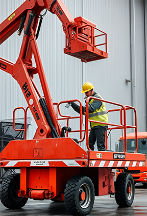 A facility maintenance technician inspect and repairs a piece of industrial equipment to ensure operational efficiency.