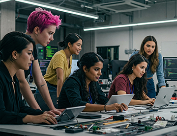 Young women entering the technological field.