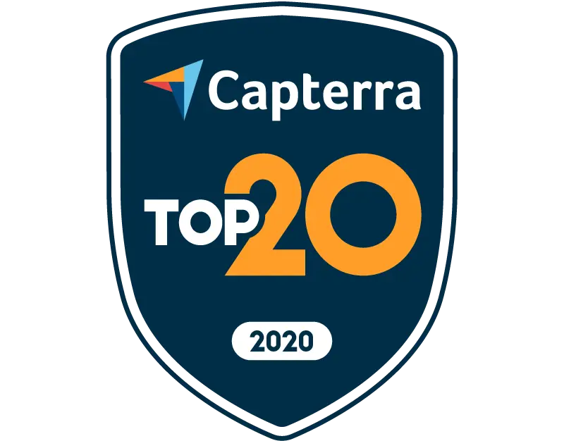 Top 20 Badge Capterra Top 20 for Maintenance Management Jun-20